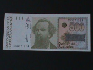 ​ARGENTINA-1988 CENTRAL BANK-$500 AUSTRAL-UN CIRCULATED-VF HARD TO FIND