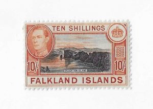 Falkland Islands Sc #95  10sh  orange brown & black  shade OG VF