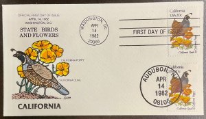 1957 Collins Hand Painted State Birds & Flowers/California Dual Cancel FDC 1982