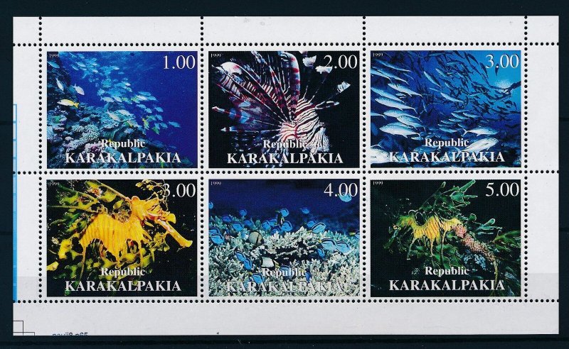 [34245] Private Issue Karakalpakia  Marine life fish seahorse Mini Sheet MNH