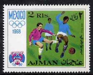 Ajman 1968 Football 2R from Mexico Olympics perf set unmo...