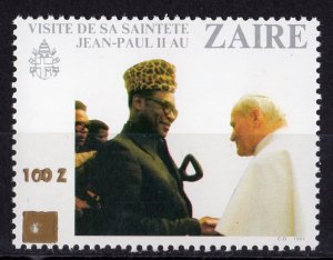 ZAIRE 1990 Pope John-Paul II-P.Mobuto ovpt.100Z Mi.#1003  VERY RARE