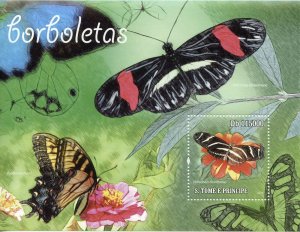 Sao Tome & Principe Butterflies Stamps 2010 MNH Butterfly Insects 1v S/S