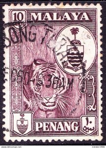 MALAYA PENANG 1960 10c Deep-Maroon SG60 Used