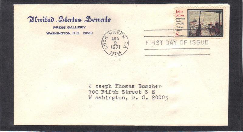 Senate 1433 8c Sloan FDC (No Cachet-Typed/A) CV41026