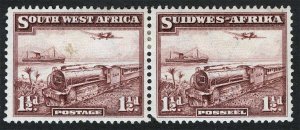 South West Africa Sc 110 Violet Brn 1 1/2p 1931 Horiz Pair Original Gum Lightly