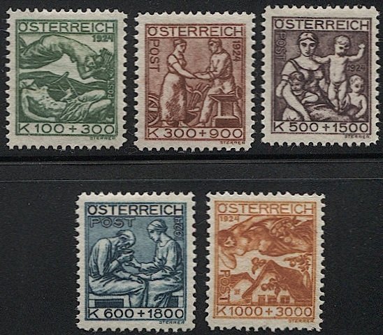 AUSTRIA 1924  Sc B66-B70 Mint LH Semi-Postal set of five,VF