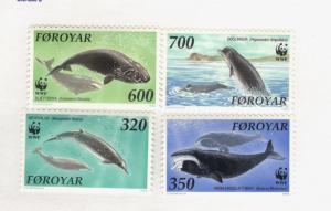 1990  Faroe Islands SCOTT #208-211  WWF WHALES MARINE LIFE  MNH stamp set