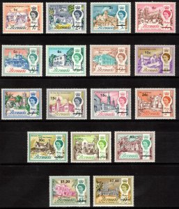 BERMUDA 1970 Decimal Surcharges; Scott 238-54, SG 232-48; MNH