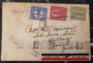 1935 Guatemala Early Airmail Cover To Balboa Canal Zone Panama Postage Due