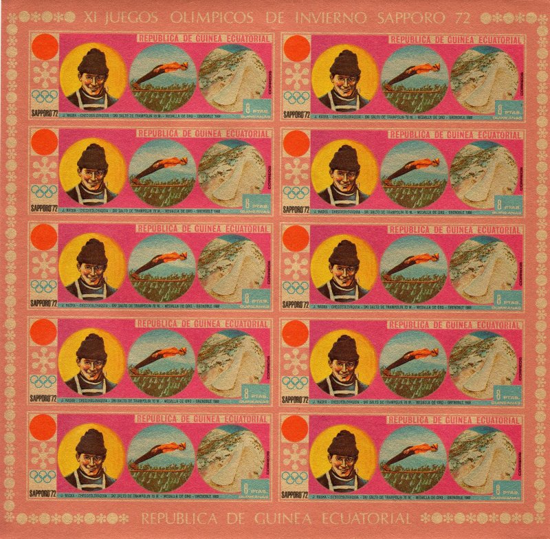 Equatorial Guinea 1972 Mi#A27/A33 SAPPORO OLYMPICS 7 Sheetlets IMPERFORATED MNH