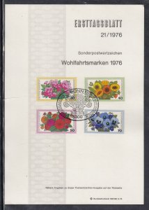 Ersttagsblatt 21/76 Scott B533-6  -Flowers