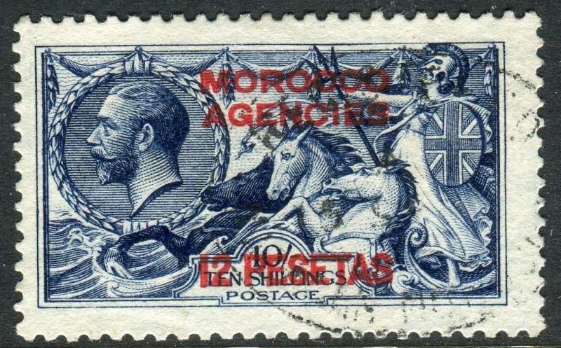 MOROCCO AGENCIES-1914-26 12p on 10/- Indigo Blue very fine used example Sg 138