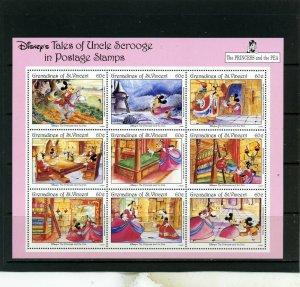 ST.VINCENT/GRENADINES 1992 DISNEY THE PRINCESS AND THE PEA SHEET OF 9 ST. MNH