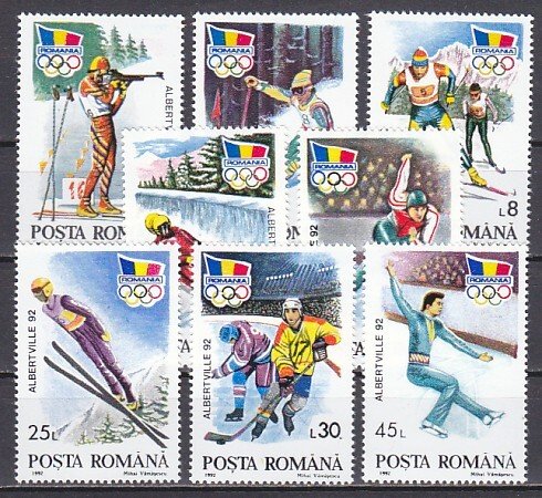 Romania, Scott cat. 3713-3720. Albertville Winter Olympics issue. ^