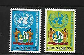 SURINAM, 710-11 , MNH, UN EMBLEM,NATIONAL COAT OF ARMS