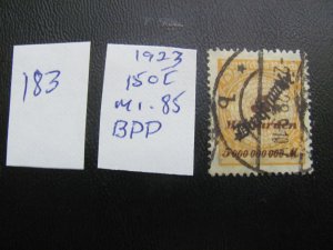 Germany 1923 USED SIGNED BPP MI. 85 OFFICIAL SINGLE  VF/XF 150 EUROS (183)