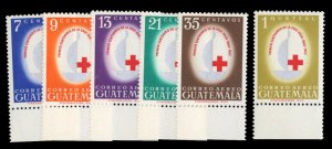 Guatemala #C304-309 Cat$10.15, 1964 Red Cross, sheet margin complete set, nev...