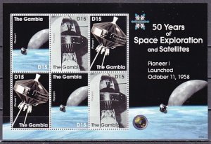 Gambia, Scott cat. 3148 a-c. Pioneer 1 in Orbit, sheet of 2 sets. ^