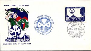 Philippines FDC 1957 - Girl Scout World Camp - 5c Stamp - Single - F43280