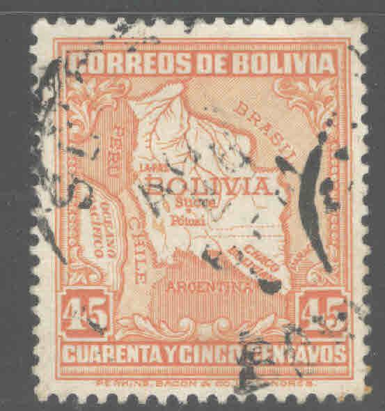 Bolivia Scott 202 Used 1931 map stamp