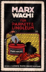 Vintage Germany Poster Stamp Marx Wax For Parquet & Linoleum Marx Wax