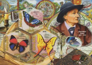 Butterflies Entomologists Jean Henri Fabre Souvenir Sheet of 3 Stamps MNH