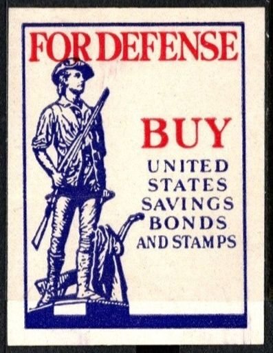 1941 US WW II Propaganda Stamp For Defense Buy United States Savings Bond Stamp