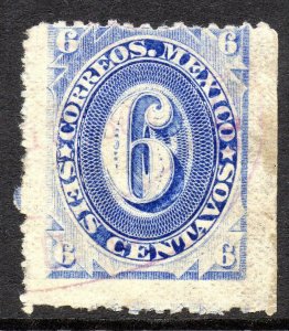 Mexico 1882 Foreign Mail Small Numeral 6¢  Light Blue No District MX73