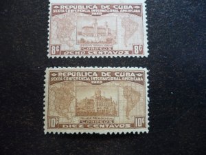 Stamps - Cuba - Scott# 284-285,287-293 - Mint Hinged Partial Set of 9 Stamps