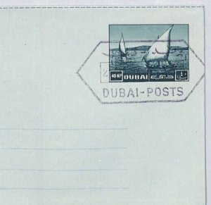 Gulf UAE DUBAI AIR LETTER Postal Stationery 40np DHOW Used 1963 SHIPS ZN194