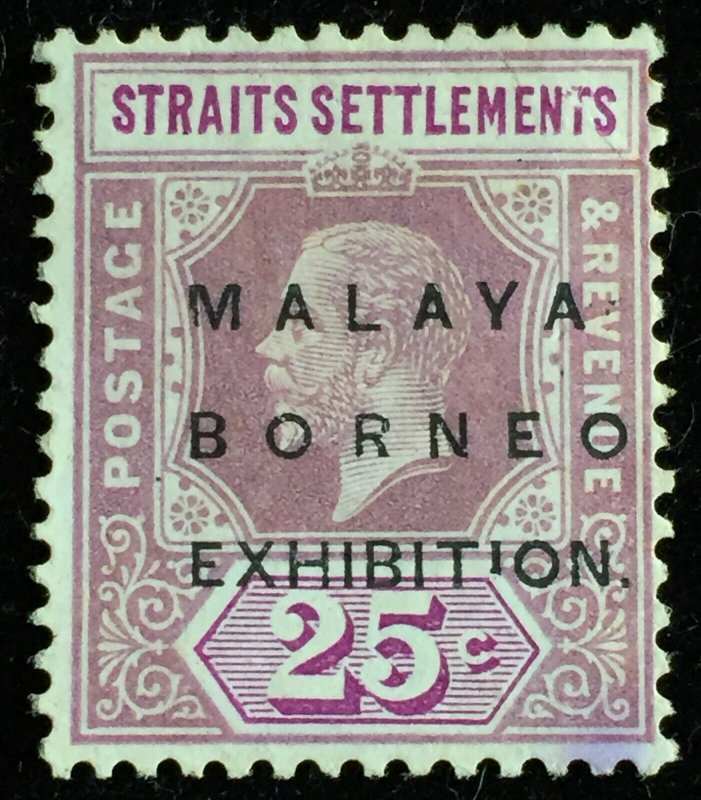 Malaya-Borneo Exhibition opt Straits Settlements KGV 25c NO HYPHEN SG#245e M2869