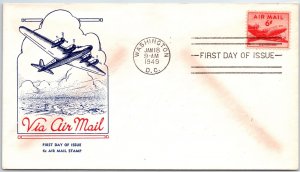 U.S. FIRST DAY COVER 6c AIRMAIL RATE ON STAMPED CACHET 1949