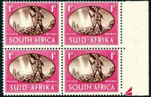 SOUTH AFRICA-1945 Victory 1d Brown & Carmine Unmounted Mint Block of 4 V23989