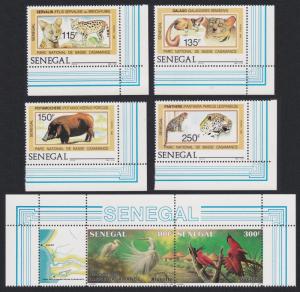 Senegal Wild Animals Birds Corners 4v+strip of 2 with margins 1987 MNH