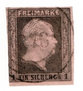 c.1850 Prussia (German Kingdom) Sc #3 -  Solid stamp, 3 margins Cv$14