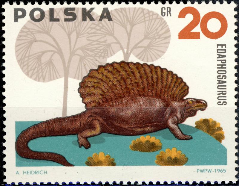 POLOGNE / POLAND - 1965 - Mi.1570 10gr Edaphosaurus, Prehistoric Animals - Mint