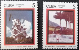 CUBA Sc# 3008-3009  MONUMENTS  history Cpl set of 2  1988  MNH mint