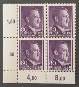 GERMANY THIRD 3rd REICH WWII OCC POLAND GENERAL GOVERNMENT BLOCK HITLER MNH