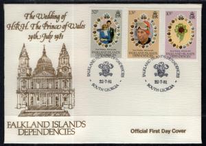 Falkland Islands Dependencies 1L59-1L61 Royal Wedding U/A FDC