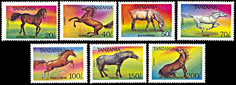 Tanzania 1152-1158, MNH, Various Horse Breeds