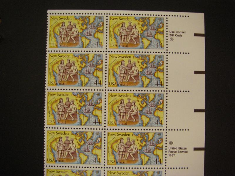 Scott C117, 44c New Sweden, PB20 #1111 1 LR, MNH Airmail Beauty