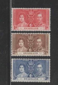 SWAZILAND #24-26 1937 CORONATION ISSUE MINT VF NH O.G 