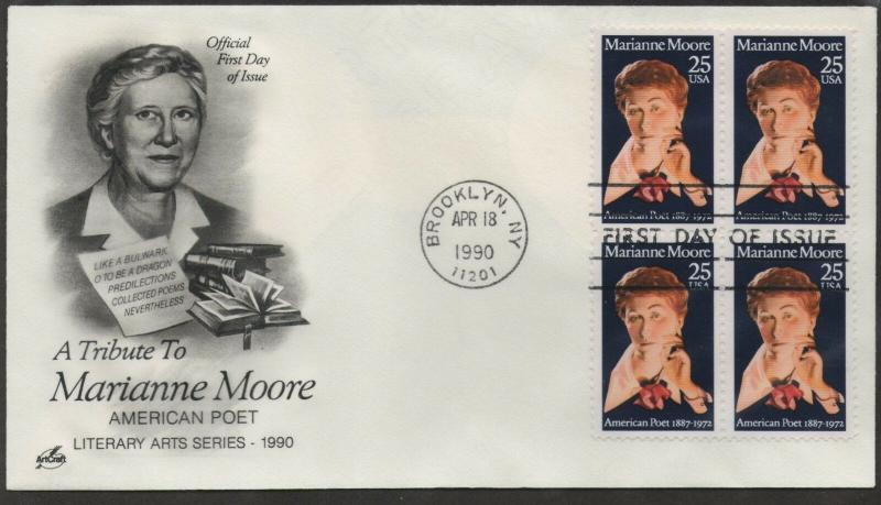 US FDC Scott # 2449 Moore Art Craft, Block of 4 First Day Cover (1 Cvr)