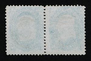 EXCEPTIONAL GENUINE SCOTT #92 VF USED PAIR 1868 BLUE PSAG CERT CLEAR F-GRILL 