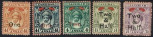 ZANZIBAR 1904 SULTAN SURCHARGE SET 