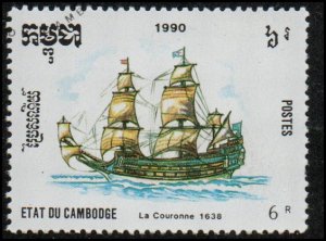 Cambodia 1083 - Cto - 6r Ship Couronne, 1638 (1990)