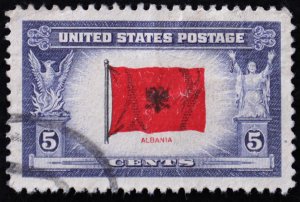 U.S. Used Stamp Scott #918 5c Overun Nations Albania, Superb Jumbo. A Gem!