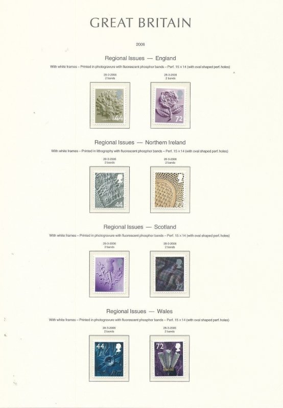 Great Britain 2006 Booklet Sheets Greeting Definitives Regionals / KRA1124