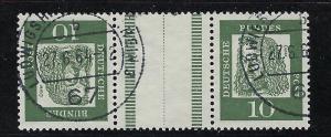 Germany Bund Scott # 827 (2), label, used, tete beche, Mi # KZ1